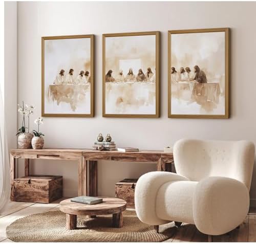 Jesus Wall Art Set of 3 Last Supper Wall Decor Christian Canvas Wall Art - Image 5