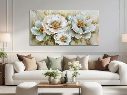 Arjun Flower Wall Art CanvasTextured Floral Framed Extra Large 58"x29" - Image 2