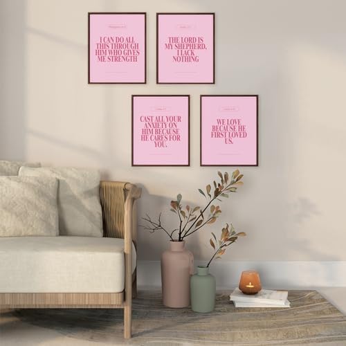Locomiss Pink Christian Modern Bible Jesus Scripture Wall Art Decor Posters - Image 4
