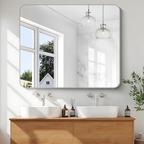 KOCUUY Silver Bathroom Mirror, 40x48 Inch Large Bathroom Mirror - Image 2