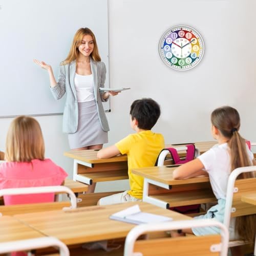 XFM Learning Clock for Kids 8 Inch Silent Telling Time Educational Clock - Image 5