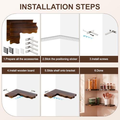 Sliner 2 Pack Corner Floating Shelves, Paulownia Wood, 16 x 12 Inch - Image 5