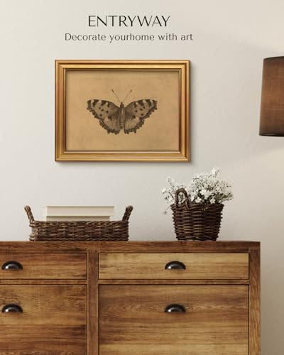 VIYYIEA Vintage Gold Framed Wall Art, Moody Butterfly Artwork, 12X16 Inch - Image 3