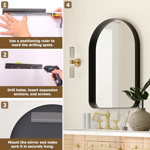 XRAMFY Arched Bathroom Mirror, Modern Bathroom Mirrors - Image 6