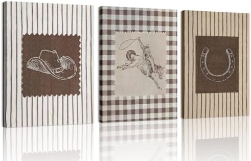 SEHSUVC Western Cowboy Canvas wrapped Wall Art Set of 3 16x12in Framed by Unknown