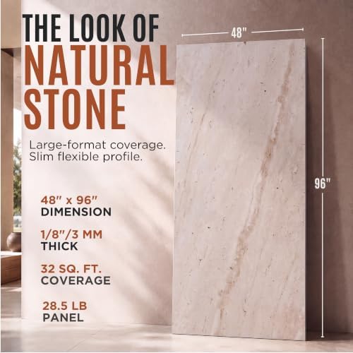 Sand Stone Brushed Flexible Clay Stone 4'x8' Wall Panel, 64 Sqft - Image 3