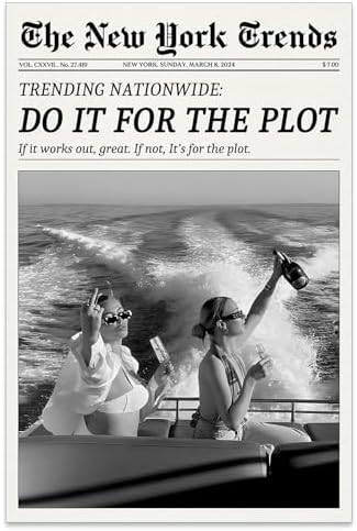 Trendy Newspaper Canvas Wall Art 20x30in Unframed Black And White Prints by Unknown