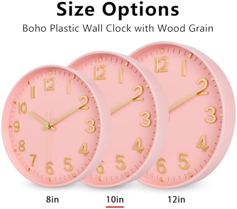 HZDHCLH 10 Inch Wall Clock Battery Operated Silent Non Ticking Pink Modern - Image 5