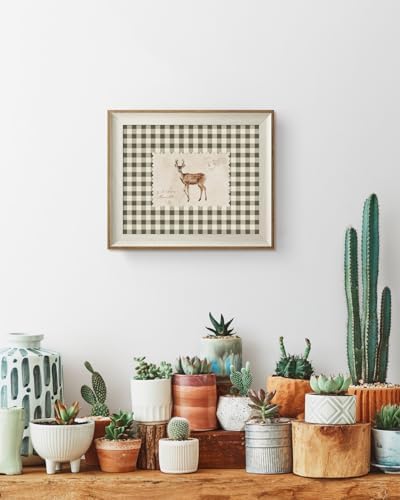 VIYYIEA Framed Warm Sika Deer Stamp Canvas Wall Art - Image 5