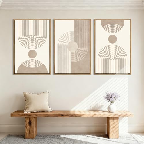 BINCUE Neutral Abstract Wall Art Beige Large Wall Decor Boho Mid Century Modern - Image 6