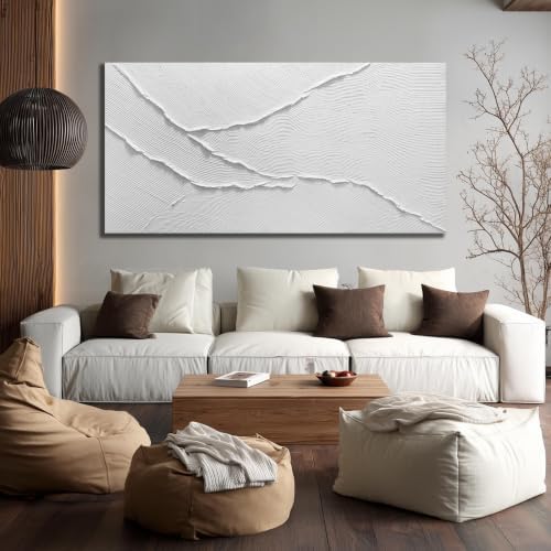 HUBOSKN Large Painting Art For Living Room White Abstract Wall Decor For Office - Image 6