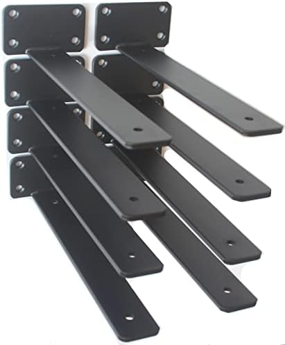 10 Pack - 11 inch Black Hidden L Shelf Bracket Iron Floating Shelf Brackets by MHMYDZ
