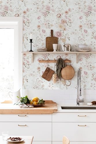 Pink Floral Peel and Stick Wallpaper Rose - Image 4
