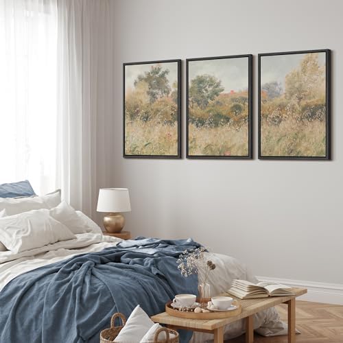 MUDECOR Framed Wall Art Print Set Pastoral Meadow and Tree Landscape - Image 3