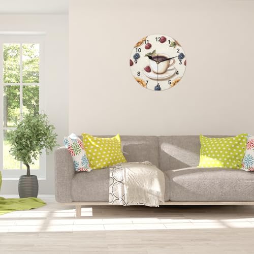 Coffee Wall Clock 9.84 Inch Silent Wall Clocks Battery Operated Non Ticking - Image 3