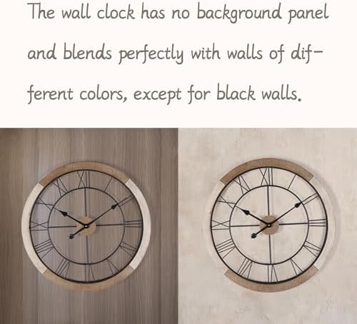 Oakrain Wall Clock for Living Room Decor, Rustic Clock Battery Operated - Image 5