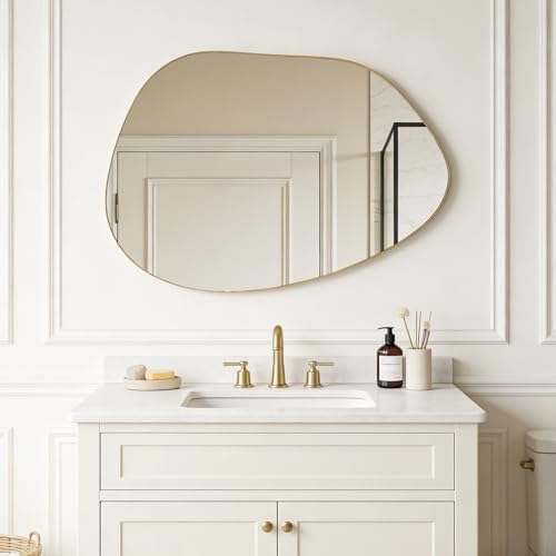 Irregular Asymmetrical Wall Mirror, 40x28 Inch Gold Mirror - Image 2