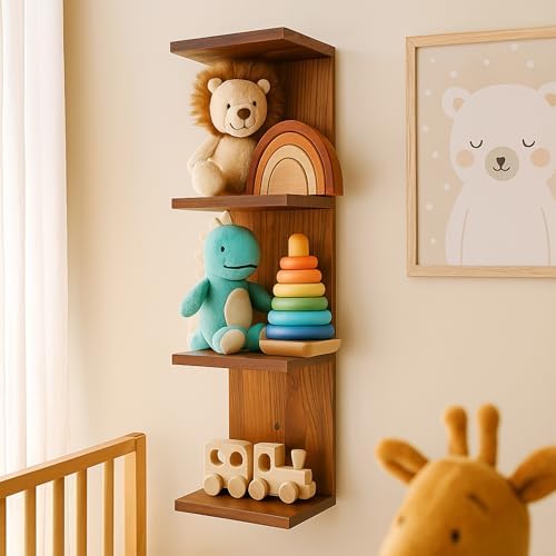 4 Tier Wall Shelf Unit, Vertical Column Floating Storage Home Decor Organizer - Image 6