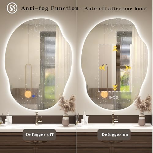 Irregular-Shaped Backlit LED Lighted Bathroom Mirror 40x30 - Image 4