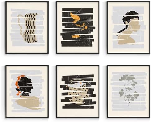 Habseligkeit Abstract Wall Art Prints, Vintage Poster 8x10 Set of 6 by Habseligkeit