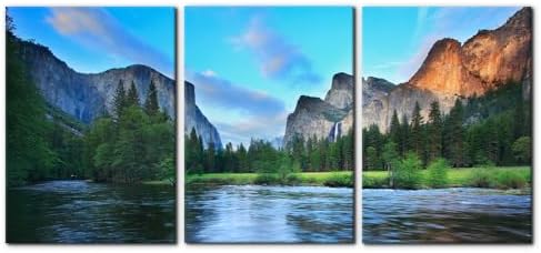 Pacimo Mountain Canvas Wall Art Panorama of Yosemite Valley Pictures Painting by Pacimo