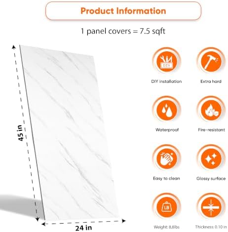 4 Pcs 24"x45" PVC Marble Wall Panels - Image 2