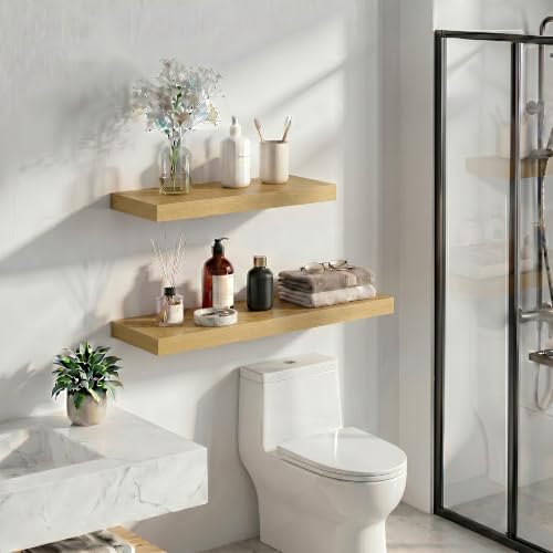 Heimlove Floating Shelves 23.6" W x 9.3" D Oak Set of 2 - Image 2