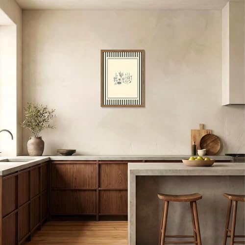 Framed Vintage Striped Kitchen Wall Art, Cozy Dining Table Supper Canvas Print - Image 4