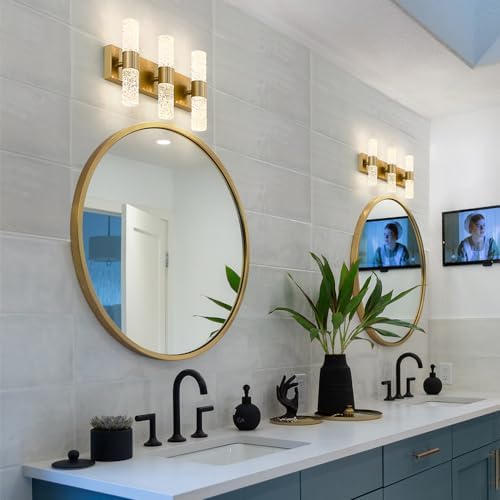 Gold Bathroom Light Fixture, Modern Brushed Vanity Light - Image 2