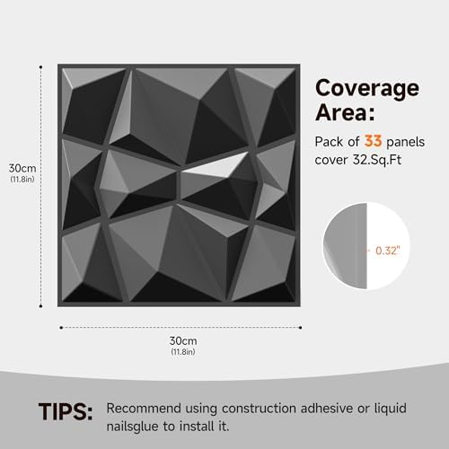 INMOZATA 3D Wall Panels, Diamond Textured PVC Accent Wall Panels - Image 2