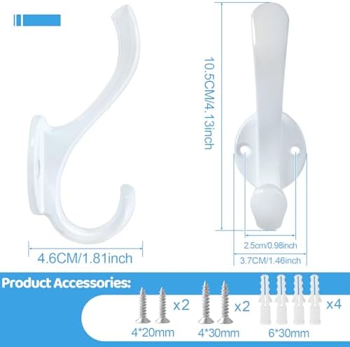 2 Pack Coat Hooks Wall Mount Heavy Duty Utility Retro Double Hooks - Image 5