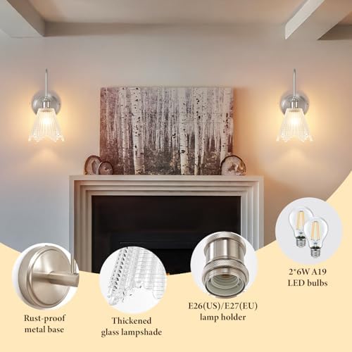 Wall Sconces Set of Two, Nickel Sconces Wall Decor - Image 4