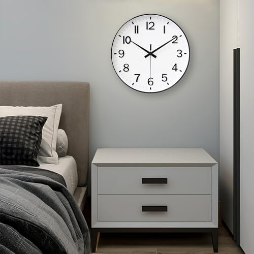 HZDHCLH 12 Inch Silent Wall Clock Battery Operated Non Ticking White Black - Image 6