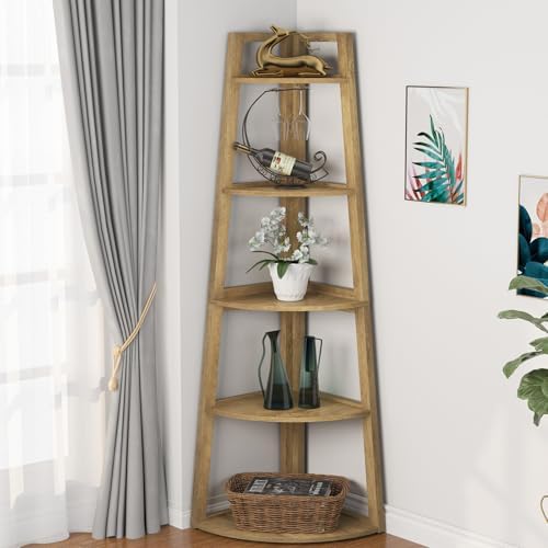 Tribesigns 70 inch Tall Corner Shelf, 5 Tier Modern Corner Bookshelf Bookcase by Tribesigns