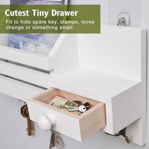 Key Holder Wall Mount, Wooden Key and Mail Organizer - Image 4