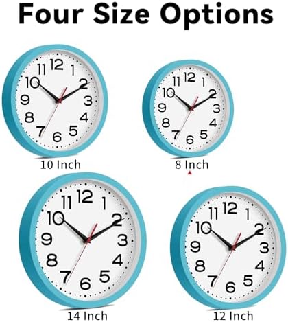 Roymnie 8 Inch Small Wall Clock, Battery Operated Silent Non Ticking Blue - Image 6