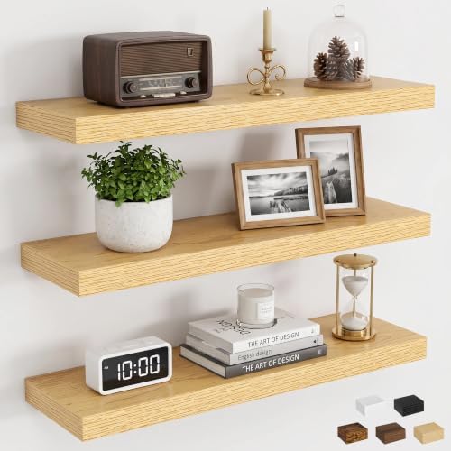 Dreamland 24 Inch Floating Shelves, 6.7" Rustic Wall Shelf, 3 Pack by Dreamland