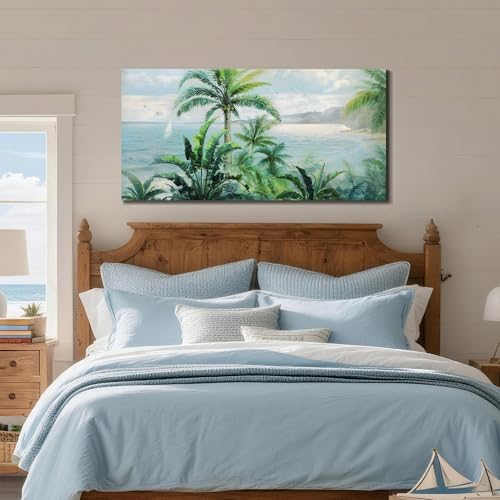 Anolyfi Palm Tree Green Tropical Canvas Wall Art - Image 6