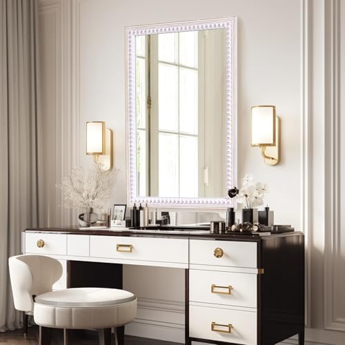 36x24 Inch Rectangle Wall Mirror, Wooden Rectangular Bathroom Mirrors - Image 6