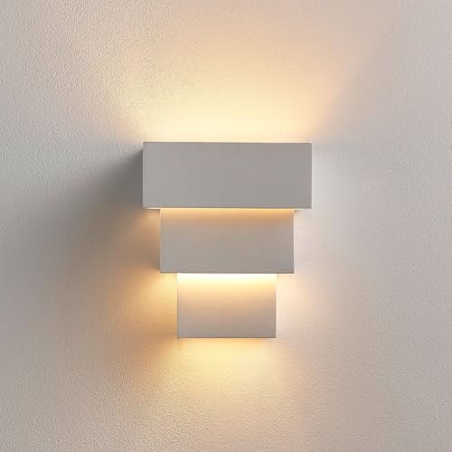 White Wall Sconce, Paintable Plaster Wall Light Fixture by Lucande