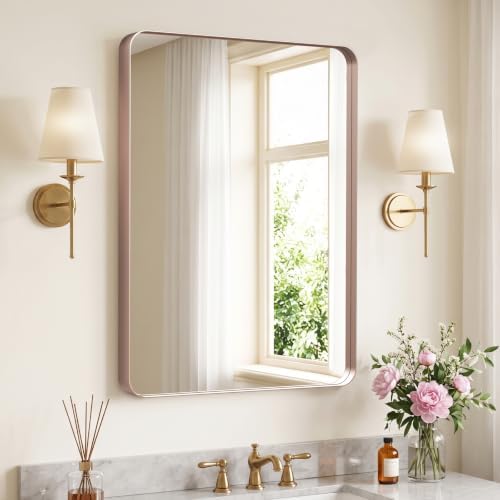 Kosmonia 30x22 Inch Bathroom Vanity Mirror Brushed Rose Gold by Kosmonia