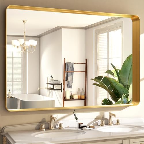 Easly 30 x 40 Inch Gold Bathroom Mirror by EASLY