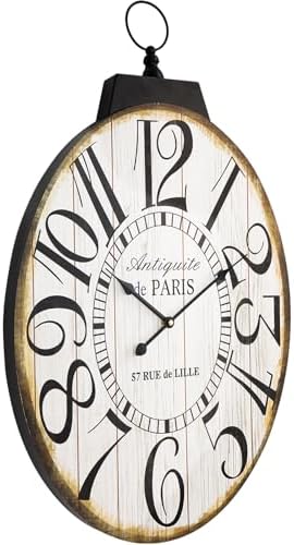 Large Wall Clocks, 29 Inch-High Oversized Oval French Vintage Farmhouse Design by JUMBOHUMBLE