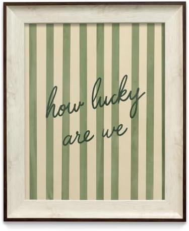 razliubit How Lucky Are We Wall Art, Framed Green Canvas Print, 10x12 Inch by razliubit