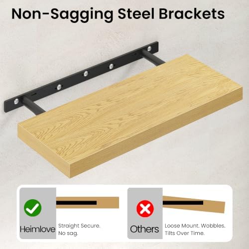 Heimlove Floating Shelves 23.6" W x 9.3" D Oak Set of 2 - Image 4