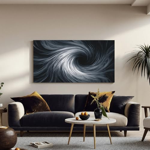 YISXINOAG Black White Abstract Wall Art Modern Spiral Painting 20"X40" - Image 3