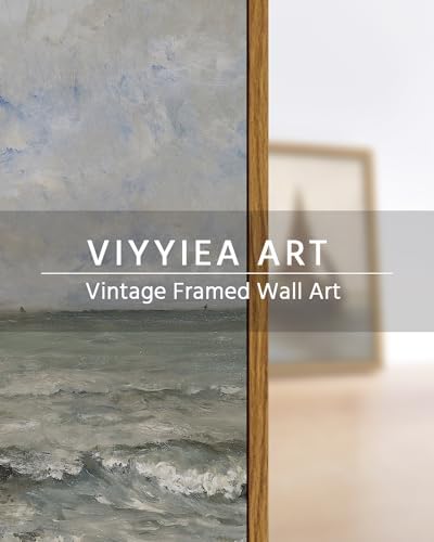 VIYYIEA Ocean Landscape Large Framed Wall Art, Seascape Vintage Paintings Art - Image 5