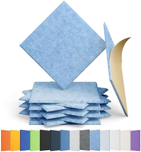 12 Pack Square Acoustic Panels Self Adhesive Sound Proof Foam by Amantech