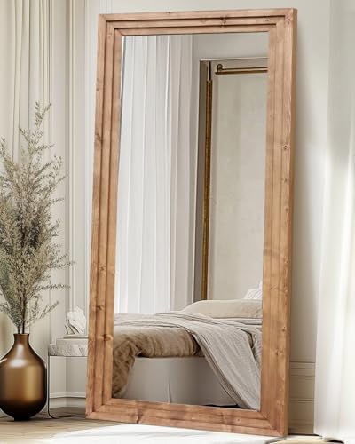 76x34in Full Length Mirror, 3-Tier Stepped Solid Wood Frame - Image 5