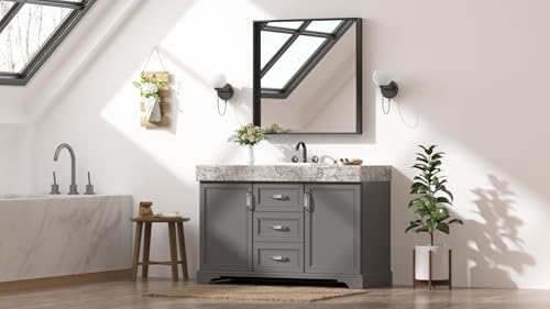 Keonjinn 30x30 Inch Matte Black Bathroom Mirror - Image 2